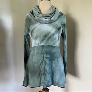 Handmade and hand dyed cowl neck long sleeve top